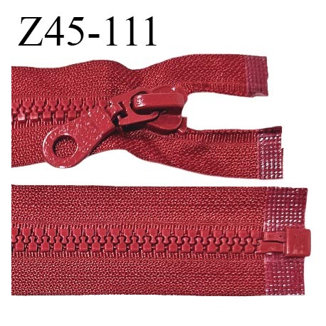 Fermeture zip 45 cm séparable couleur rouge largeur 35 mm zip moulée couleur rouge largeur 8 mm longueur 45 cm prix à l'unité