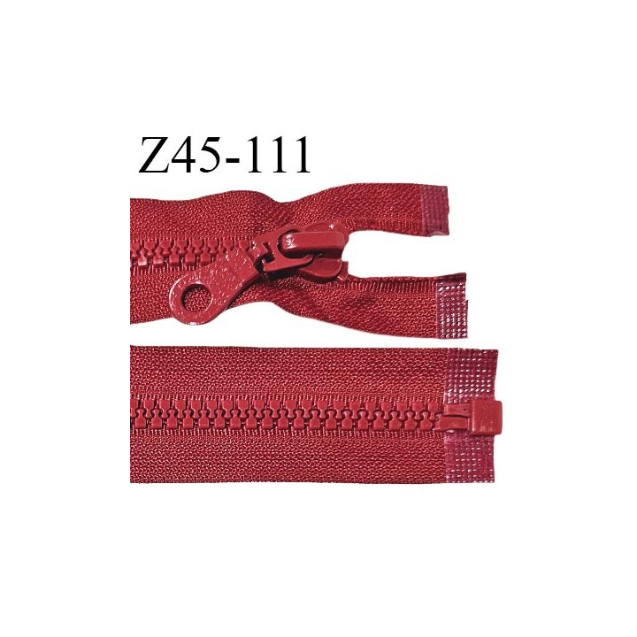 Fermeture zip 45 cm séparable couleur rouge largeur 35 mm zip moulée couleur rouge largeur 8 mm longueur 45 cm prix à l'unité