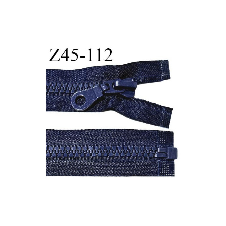 Fermeture zip 45 cm séparable couleur bleu largeur 35 mm zip moulée couleur bleu largeur 8 mm longueur 45 cm prix à l'unité