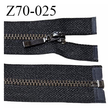 Fermeture zip 70 cm haut de gamme couleur noir glissière séparable en métal longueur 70 cm largeur 4.5 mm prix à la pièce