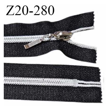 Fermeture zip 20 cm non séparable couleur noir largeur 32 mm glissière largeur 7 mm longueur 20 cm prix à l'unité