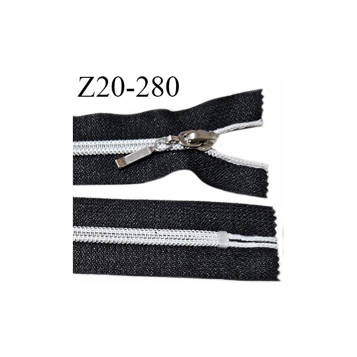 Fermeture zip 20 cm non séparable couleur noir largeur 32 mm glissière largeur 7 mm longueur 20 cm prix à l'unité