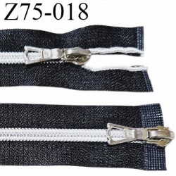 Fermeture zip 75 cm double curseur couleur noir largeur 3.2 cm longueur 75 cm largeur de la glissière nylon 7 mm