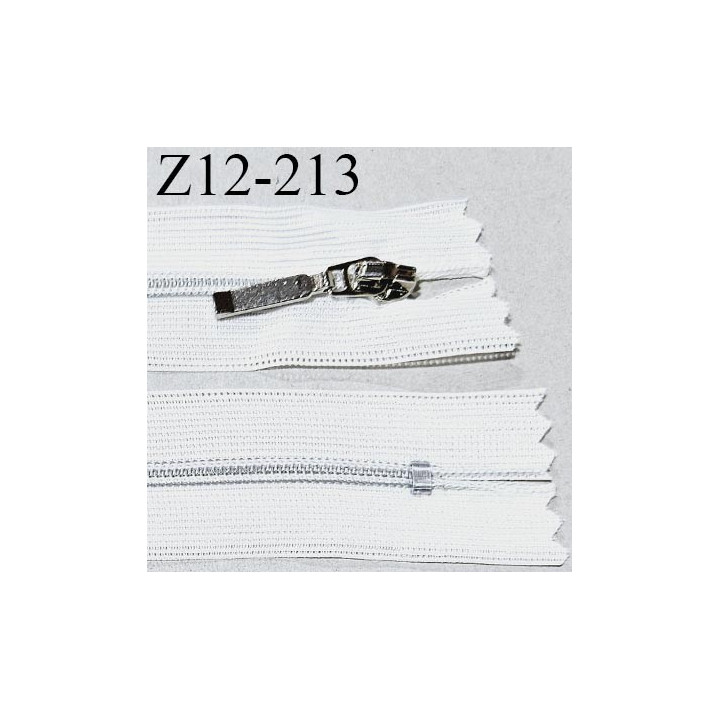 Fermeture zip 12 cm non séparable couleur blanc longueur 12 cm largeur 2.7 cm glissière nylon curseur métal