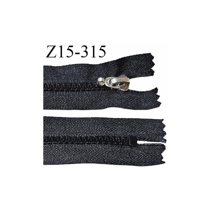 Fermeture 15 cm couleur noir non séparable zip moulée curseur métal longueur 15 cm largeur 3.2 cm largeur du zip 6 mm