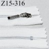 Fermeture 15 cm couleur blanc non séparable zip glissière nylon curseur métal longueur 15 cm largeur 2.8 cm