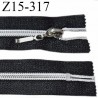 Fermeture zip 15 cm non séparable couleur noir longueur 15 cm largeur 2.7 cm glissière nylon curseur métal largeur 6 mm