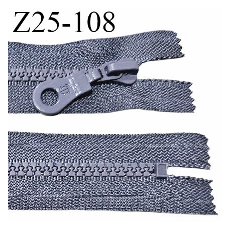 Fermeture zip moulée 25 cm non séparable couleur gris largeur 3.2 cm zip nylon 25 cm largeur 6 mm prix au mètre