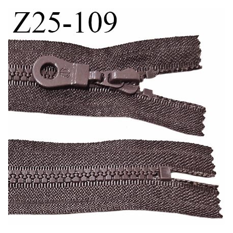 Fermeture zip moulée 25 cm non séparable couleur marron largeur 3.2 cm zip nylon 25 cm largeur 6 mm prix au mètre