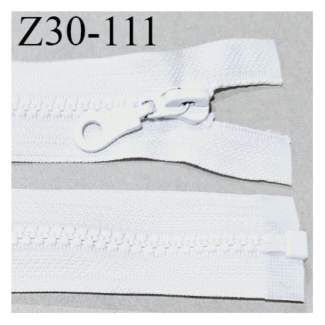 Fermeture zip moulée 30 cm séparable couleur blanc largeur 3.4 cm zip nylon 30 cm largeur 6 mm prix au mètre
