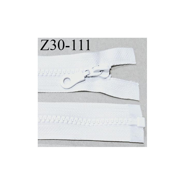 Fermeture zip moulée 30 cm séparable couleur blanc largeur 3.4 cm zip nylon 30 cm largeur 6 mm prix au mètre