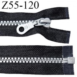 Fermeture zip 55 cm haut de gamme couleur noir largeur 3.2 cm glissière moulée séparable couleur gris longueur 55 cm