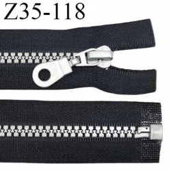 Fermeture zip 35 cm haut de gamme couleur noir largeur 3.2 cm glissière moulée séparable couleur gris longueur 35 cm