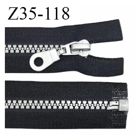 Fermeture zip 35 cm haut de gamme couleur noir largeur 3.2 cm glissière moulée séparable couleur gris longueur 35 cm