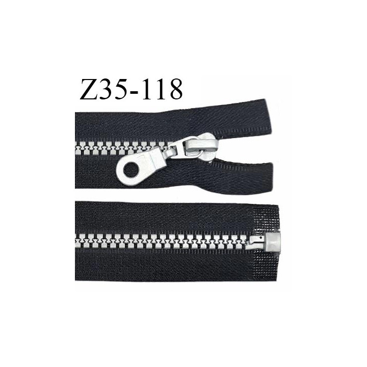 Fermeture zip 35 cm haut de gamme couleur noir largeur 3.2 cm glissière moulée séparable couleur gris longueur 35 cm