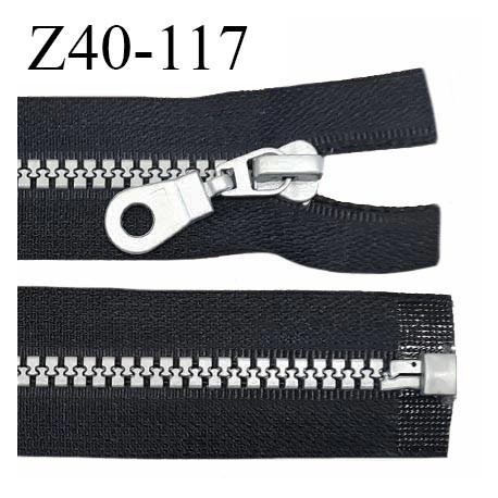 Fermeture zip 40 cm haut de gamme couleur noir largeur 3.2 cm glissière moulée séparable couleur gris longueur 40 cm