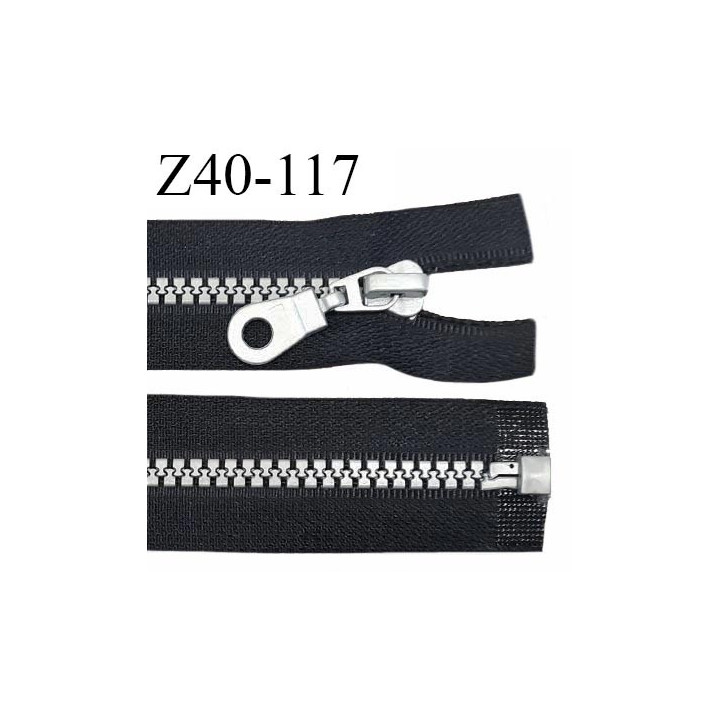 Fermeture zip 40 cm haut de gamme couleur noir largeur 3.2 cm glissière moulée séparable couleur gris longueur 40 cm