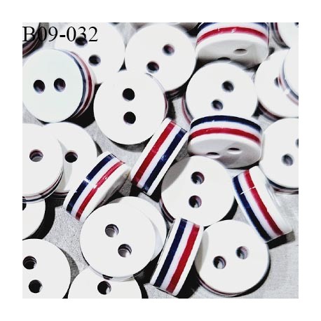 Bouton 9 mm couleur naturel et bleu blanc rouge sur la tranche diamètre 9 mm épaisseur 4 mm prix à la pièce