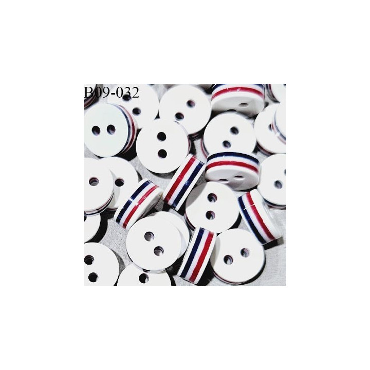 Bouton 9 mm couleur naturel et bleu blanc rouge sur la tranche diamètre 9 mm épaisseur 4 mm prix à la pièce