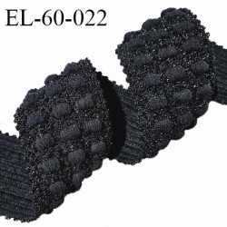 Elastique 60 mm style bord-côte couleur noir lurex largeur 60 mm allongement +50% prix au mètre