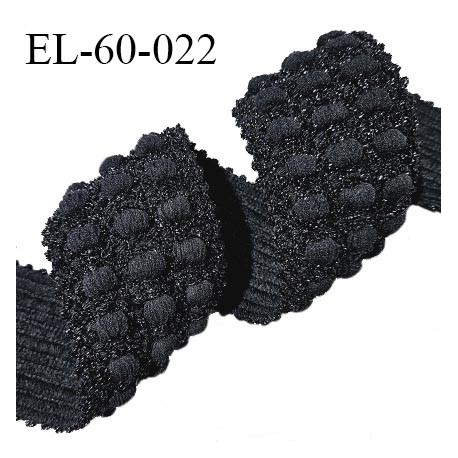 Elastique 60 mm style bord-côte couleur noir lurex largeur 60 mm allongement +50% prix au mètre