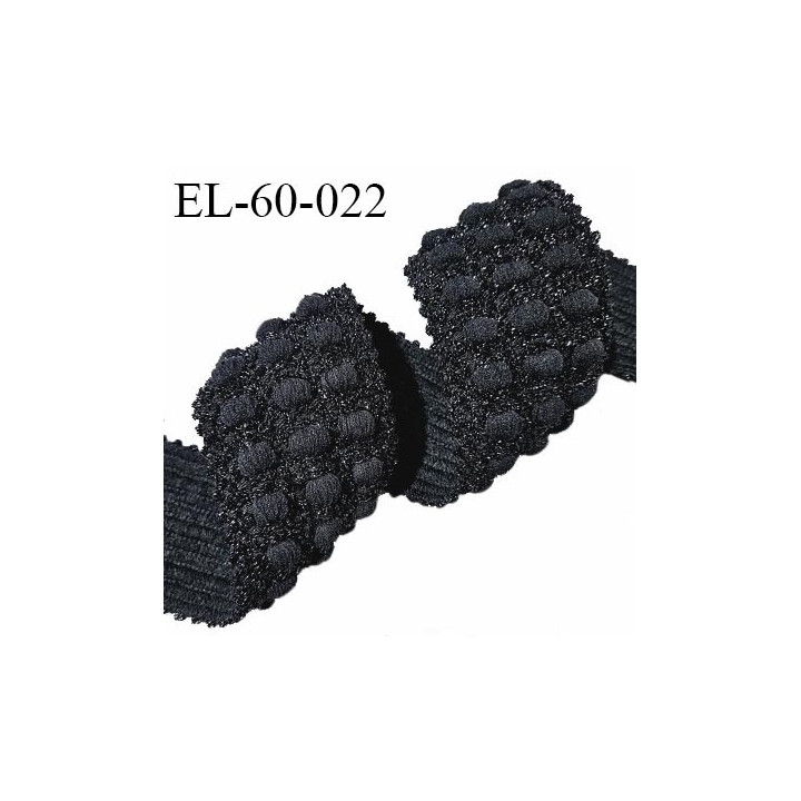 Elastique 60 mm style bord-côte couleur noir lurex largeur 60 mm allongement +50% prix au mètre