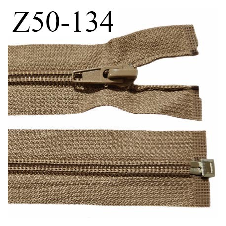 Fermeture zip 50 cm séparable couleur zip glissière couleur marron clair largeur 7 mm longueur 50 cm
