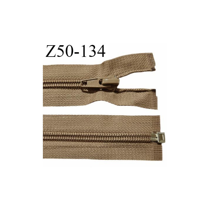 Fermeture zip 50 cm séparable couleur zip glissière couleur marron clair largeur 7 mm longueur 50 cm