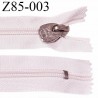 Fermeture zip 90 cm non séparable couleur rose pâle glissière nylon largeur 6.5 mm longueur 90 cm curseur métal gravé