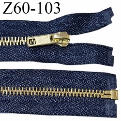 Fermeture 60 cm séparable couleur bleu marine glissière métal zip glissière couleur or largeur 6 mm longueur 60 cm