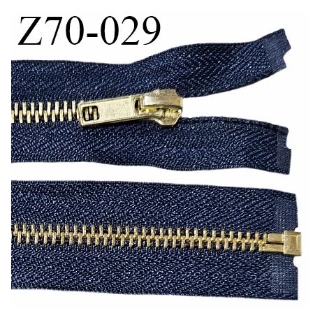 Fermeture 70 cm séparable couleur bleu marine glissière métal zip glissière couleur or largeur 6 mm longueur 70 cm