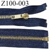 Fermeture 100 cm séparable couleur bleu marine glissière métal zip glissière couleur or largeur 6 mm longueur 100 cm