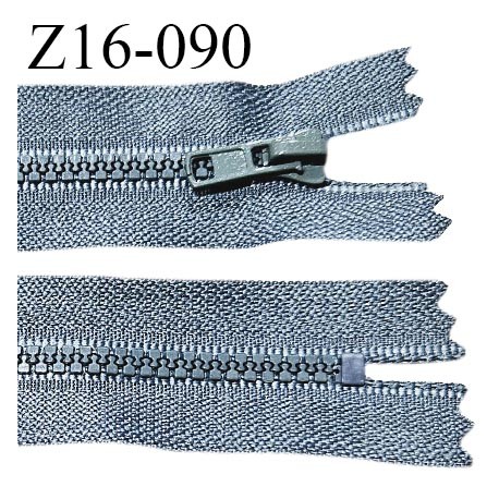 Fermeture zip moulée 16 cm non séparable couleur gris largeur 3.2 cm zip nylon 17 cm largeur 5 mm prix au mètre