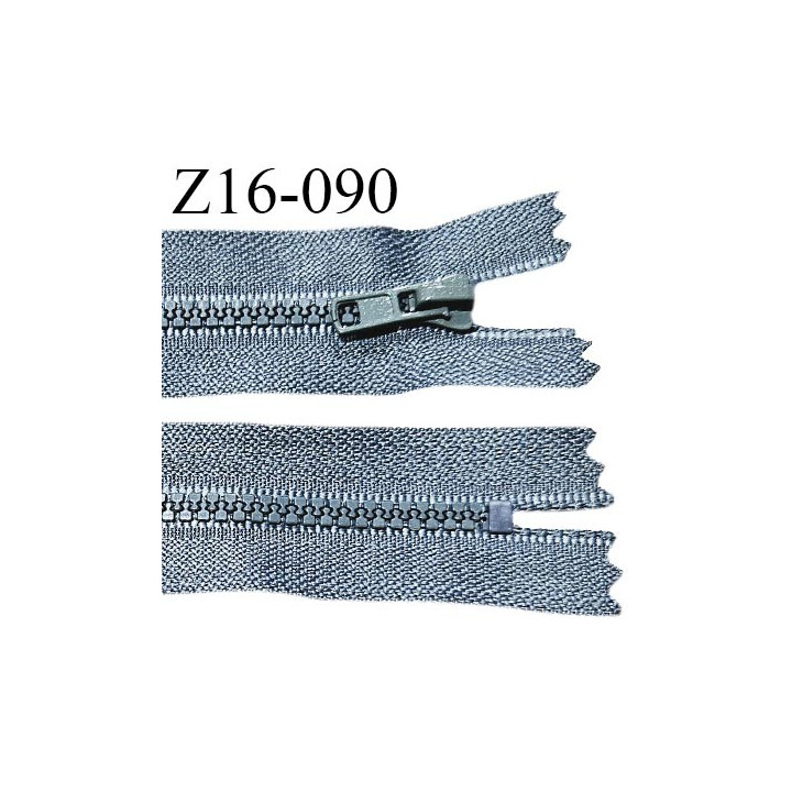 Fermeture zip moulée 16 cm non séparable couleur gris largeur 3.2 cm zip nylon 17 cm largeur 5 mm prix au mètre