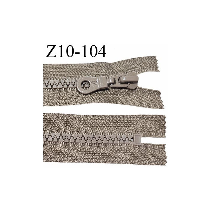 Fermeture zip moulée 10 cm non séparable couleur marron clair largeur 3.2 cm zip 10 cm largeur 6 mm prix au mètre