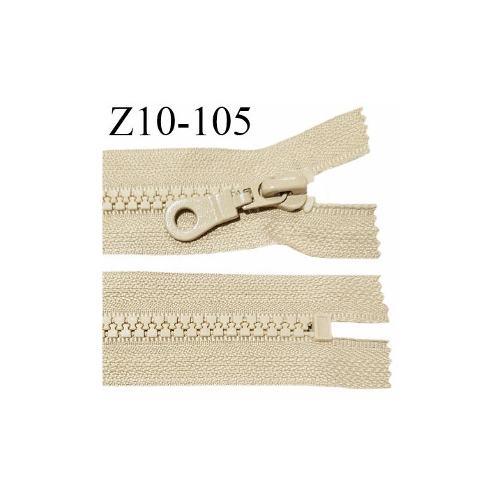 Fermeture zip moulée 10 cm non séparable couleur beige largeur 3.2 cm zip 10 cm largeur 6 mm prix au mètre