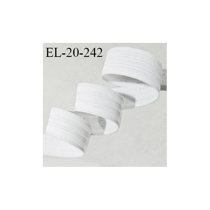 Elastique plat fronceur à smock largeur 20 mm couleur écru allongement +130% prix au mètre