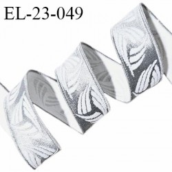 Elastique lingerie 23 mm couleur gris argenté et blanc fabriqué en France largeur 23 mm allongement +120% prix au mètre