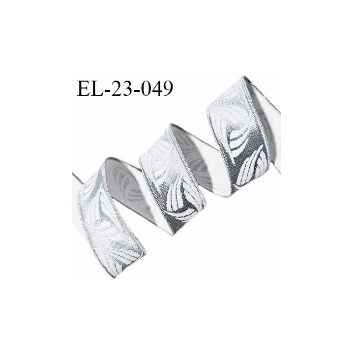 Elastique lingerie 23 mm couleur gris argenté et blanc fabriqué en France largeur 23 mm allongement +120% prix au mètre