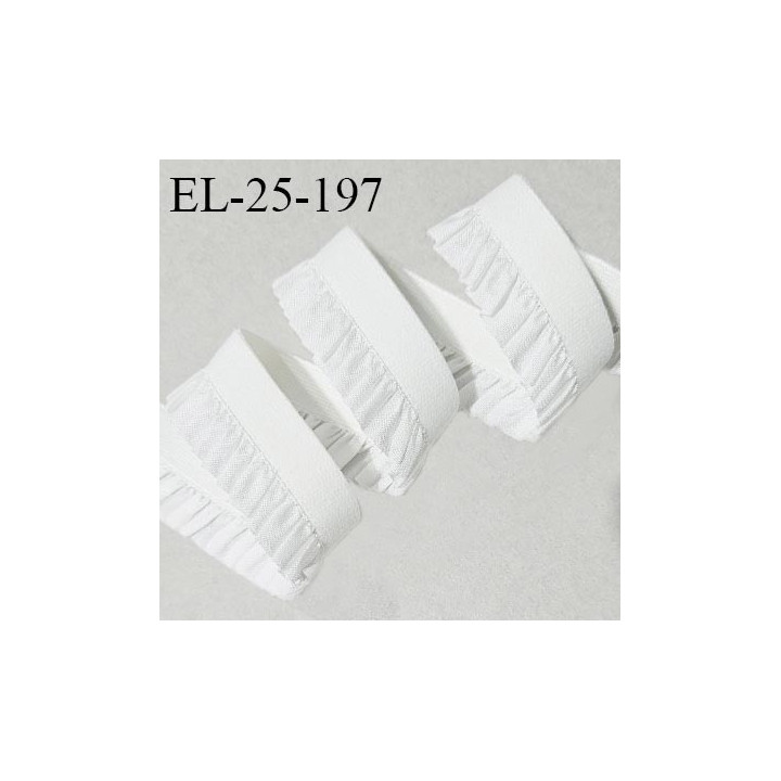 Elastique froufrou lingerie 24 mm couleur écru élastique 12 mm + 12 mm de froufrou fabriqué en France