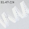 Elastique picot 7 mm lingerie haut de gamme couleur blanc écru largeur 7 mm + 4 mm de picots allongement +140% prix au mètre