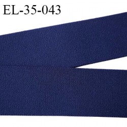 Elastique 35 mm aspect velours bande spécial lingerie et sport très belle qualité couleur bleu marine fabriqué en France