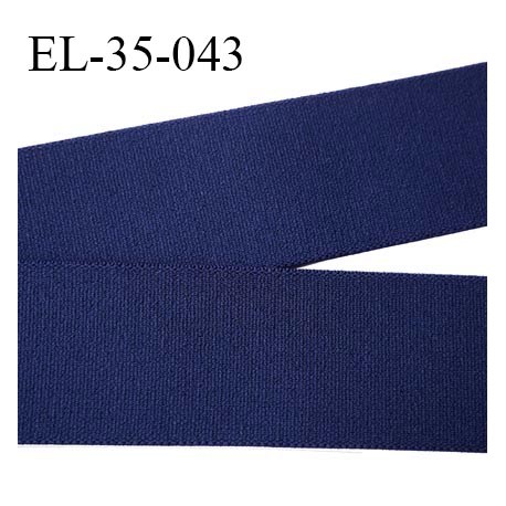 Elastique 35 mm aspect velours bande spécial lingerie et sport très belle qualité couleur bleu marine fabriqué en France