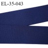 Elastique 35 mm aspect velours bande spécial lingerie et sport très belle qualité couleur bleu marine fabriqué en France