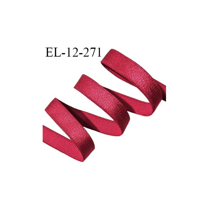 Elastique lingerie 12 mm haut de gamme couleur rouge framboise brillant largeur 12 mm allongement +60% prix au mètre