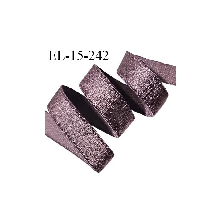 Elastique lingerie 15 mm haut de gamme couleur marron avec reflets violine brillant