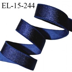 Elastique lingerie 15 mm haut de gamme couleur bleu marine brillant largeur 15 mm très doux au toucher allongement +40%