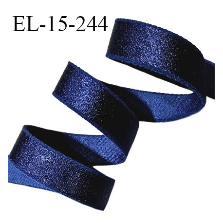 Elastique lingerie 15 mm haut de gamme couleur bleu marine brillant largeur 15 mm très doux au toucher allongement +40%