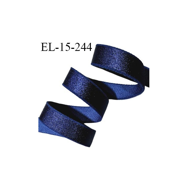 Elastique lingerie 15 mm haut de gamme couleur bleu marine brillant largeur 15 mm très doux au toucher allongement +40%