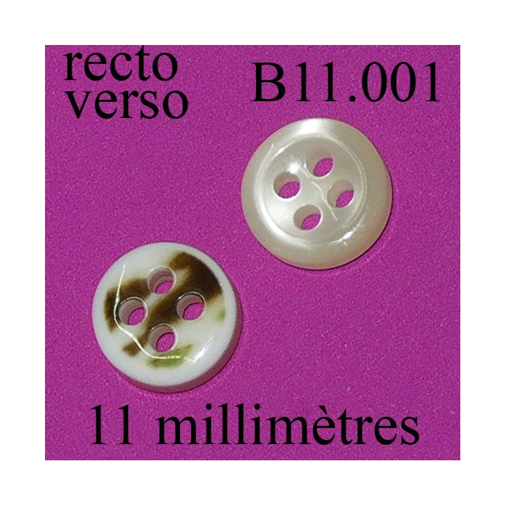 bouton 11 mm couleur marbré 4 trous